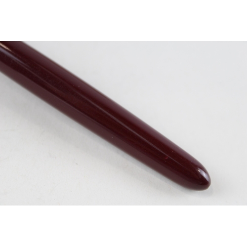 477 - Vintage PARKER 51 Burgundy Fountain Pen w/ 14 Gold Nib WRITING Boxed