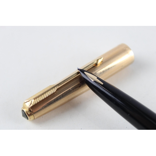 479 - Vintage PARKER 61 Gold Plated Fountain Pen w/ 14ct Gold Nib WRITING (23g)