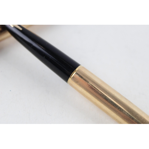 479 - Vintage PARKER 61 Gold Plated Fountain Pen w/ 14ct Gold Nib WRITING (23g)