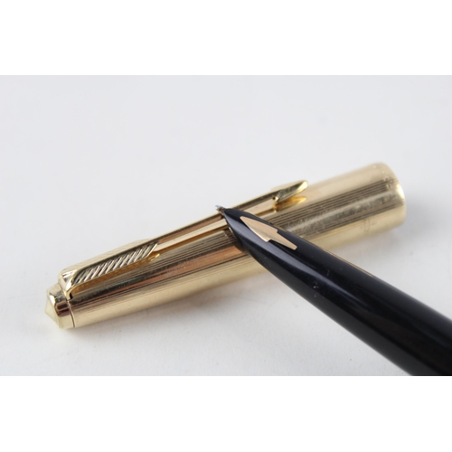 480 - Vintage PARKER 61 Gold Plated Fountain Pen w/ 14ct Gold Nib WRITING (23g)