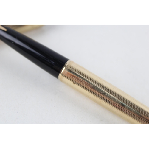 480 - Vintage PARKER 61 Gold Plated Fountain Pen w/ 14ct Gold Nib WRITING (23g)