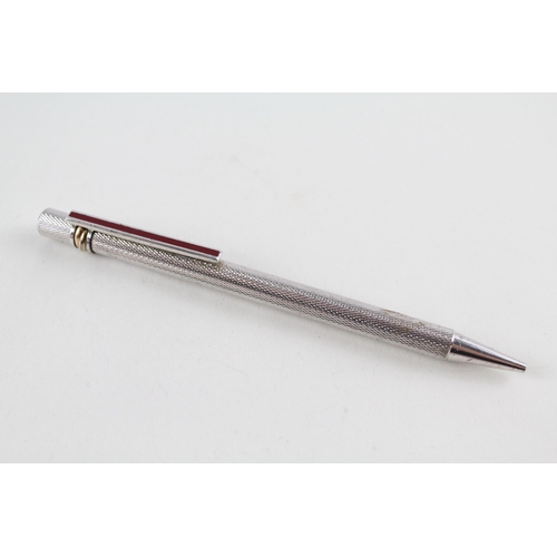 487 - Must De CARTIER Silver Plated Ballpoint Pen / Biro w/ Enamel Clip Etc (31g)