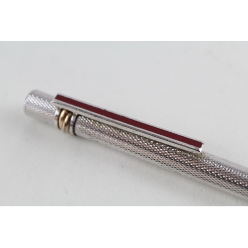 487 - Must De CARTIER Silver Plated Ballpoint Pen / Biro w/ Enamel Clip Etc (31g)