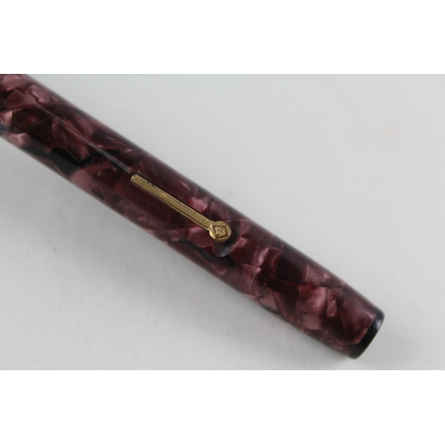 499 - Vintage CONWAY STEWART 388 Burgundy Fountain Pen w/ 14ct Gold Nib WRITING