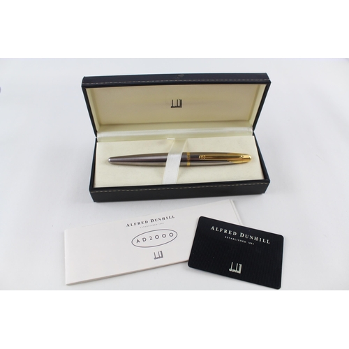 500 - Alfred DUNHILL Stainless Steel Fountain Pen w/ 18ct Gold Nib WRITING Boxed