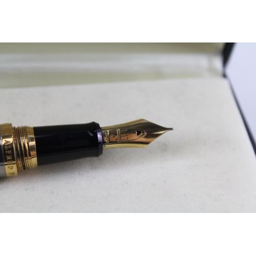 500 - Alfred DUNHILL Stainless Steel Fountain Pen w/ 18ct Gold Nib WRITING Boxed