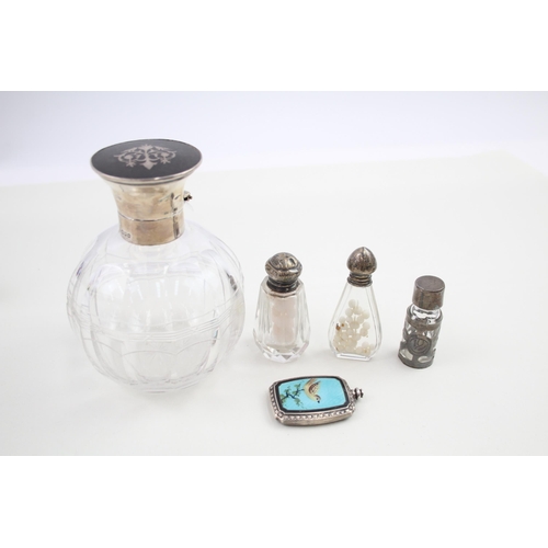 329 - 5 x Antique / Vintage .925 Sterling Silver Ladies Scent / Perfume Bottles (451g)