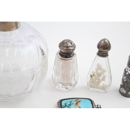 329 - 5 x Antique / Vintage .925 Sterling Silver Ladies Scent / Perfume Bottles (451g)