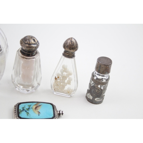 329 - 5 x Antique / Vintage .925 Sterling Silver Ladies Scent / Perfume Bottles (451g)