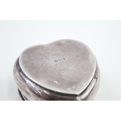 332 - Antique Victorian 1894 Birmingham Sterling Silver Heart Shaped Trinket Box (48g)