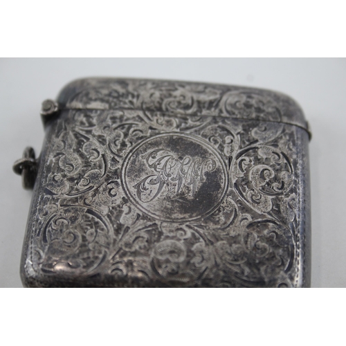 334 - Antique Edwardian 1905 Chester Sterling Silver Large Vesta / Match Case (42g)