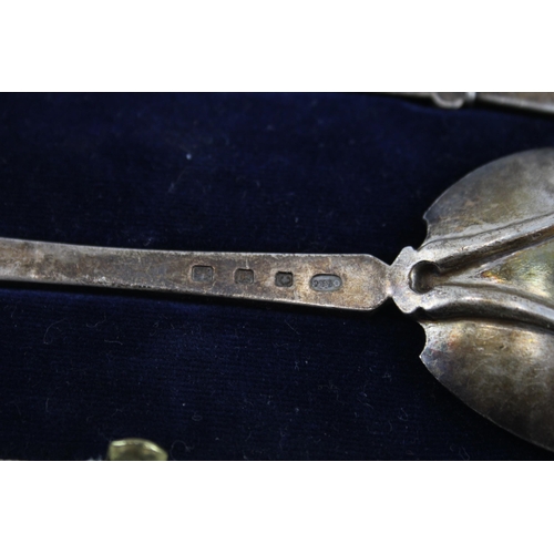 345 - 1938 London Sterling Silver Arts & Crafts Style Spoons w/ Abalone Shell (92g)