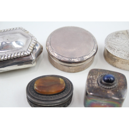 349 - 5 x Antique / Vintage Hallmarked .925 Sterling Silver Pill / Trinket Boxes (90g)