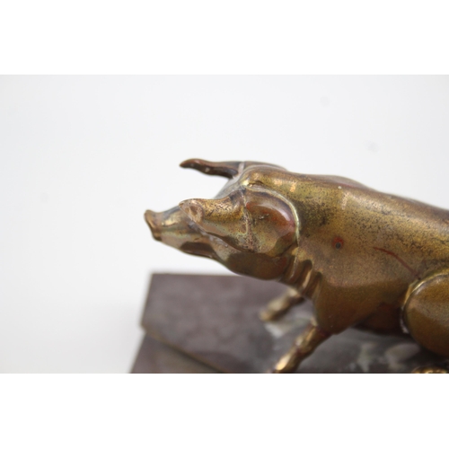 366 - Vintage Novelty Brass Desk Clip / Paperclip w/ Pig