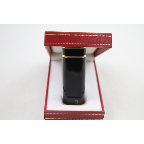 376 - Must De CARTIER Black Lacquer & Gold Plated Cigarette Lighter In Original Box