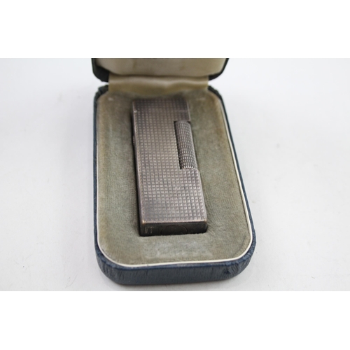 379 - Vintage DUNHILL Rolagas Silver Plated Cigarette Lighter In Original Box (75g)