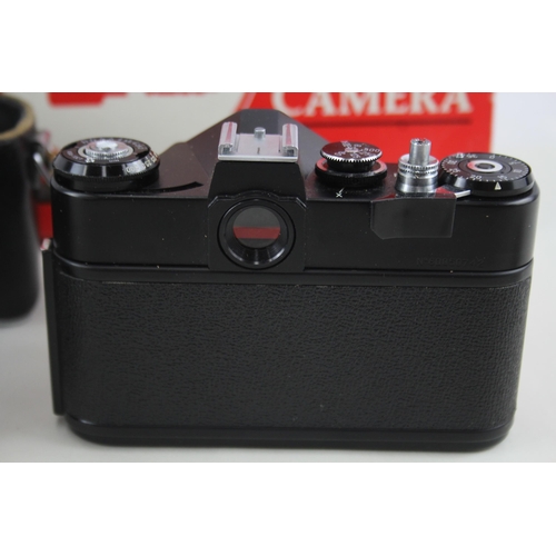 398 - SLR Vintage Film Cameras Inc Zenit EM & Zenit-E Working w/ Lenses x 2