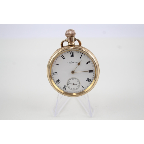 418 - Men's Waltham Rolled Gold Open Face Pocket Watch Hand-Wind