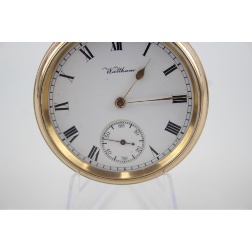 418 - Men's Waltham Rolled Gold Open Face Pocket Watch Hand-Wind