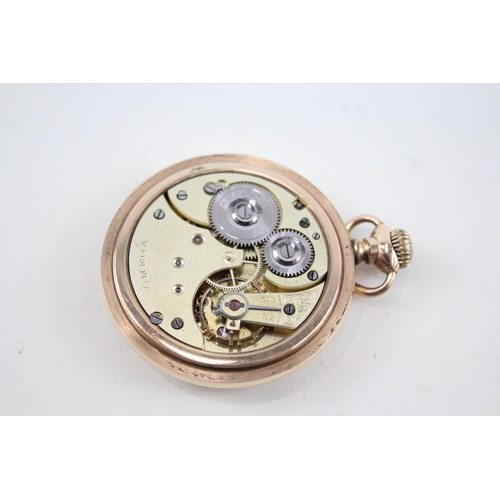 421 - Men's Omega Rolled Gold Open Face Pocket Watch Hand-Wind