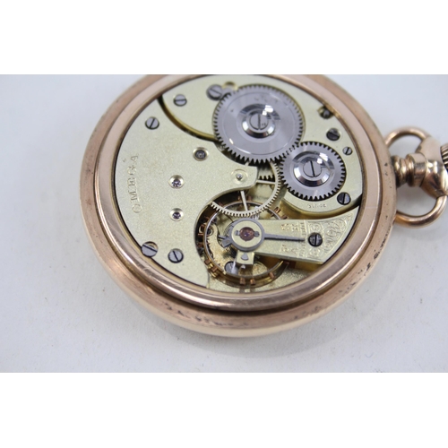 421 - Men's Omega Rolled Gold Open Face Pocket Watch Hand-Wind