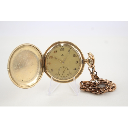 423 - Men's Alpina Rolled Gold Full Hunter Pocket Watch Hand-Wind