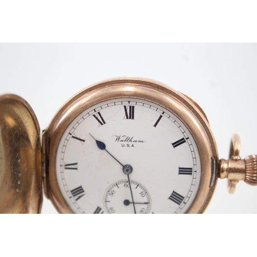 424 - Men's Waltham Rolled Gold Full Hunter Pocket Watch Hand-Wind