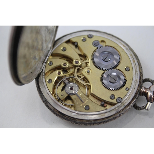 428 - Men's Vintage 800 Silver Open Face Pocket Watch Hand-Wind  - WATCH RUNS