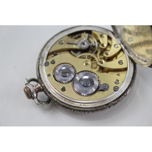 428 - Men's Vintage 800 Silver Open Face Pocket Watch Hand-Wind  - WATCH RUNS