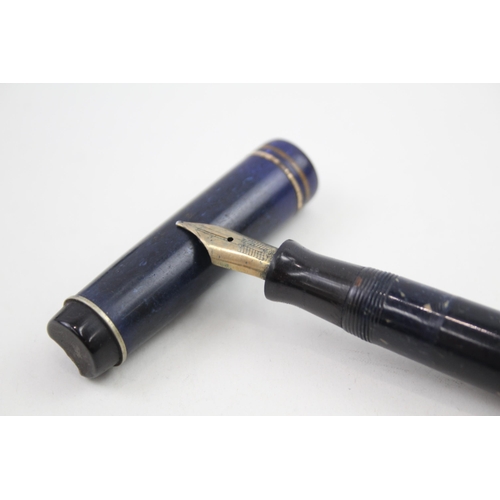 436 - Vintage Parker Duofold Blue Speck Fountain Pen w/ 14ct Gold Nib Writing