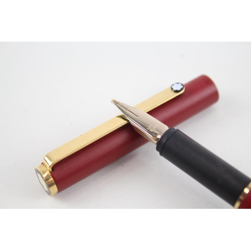 437 - Montblanc Classic Slimline Red Fountain Pen w/ Gold Plate Nib Writing