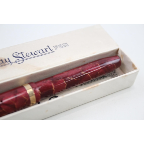 443 - Vintage Conway Stewart 84 Red Fountain Pen w/ 14ct Gold Nib Writing Original Box