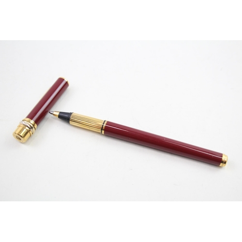 448 - Must De CARTIER Burgundy Lacquer Cased Rollerball / Ballpoint Pen WRITING