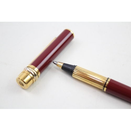 448 - Must De CARTIER Burgundy Lacquer Cased Rollerball / Ballpoint Pen WRITING