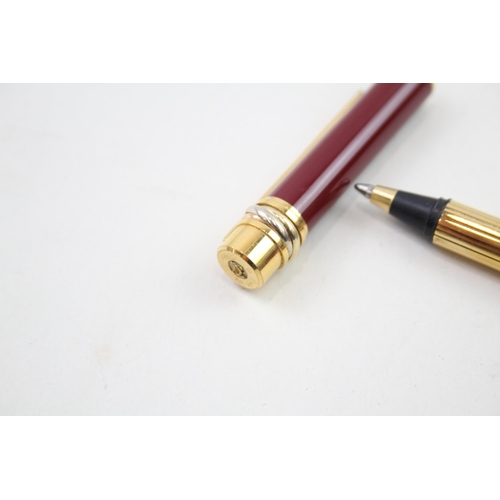 448 - Must De CARTIER Burgundy Lacquer Cased Rollerball / Ballpoint Pen WRITING