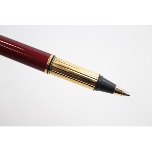 448 - Must De CARTIER Burgundy Lacquer Cased Rollerball / Ballpoint Pen WRITING