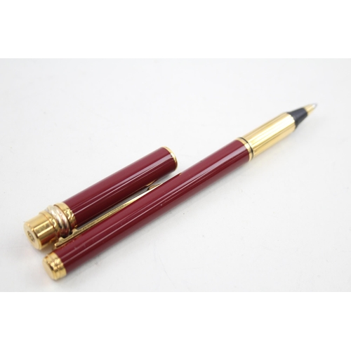 448 - Must De CARTIER Burgundy Lacquer Cased Rollerball / Ballpoint Pen WRITING