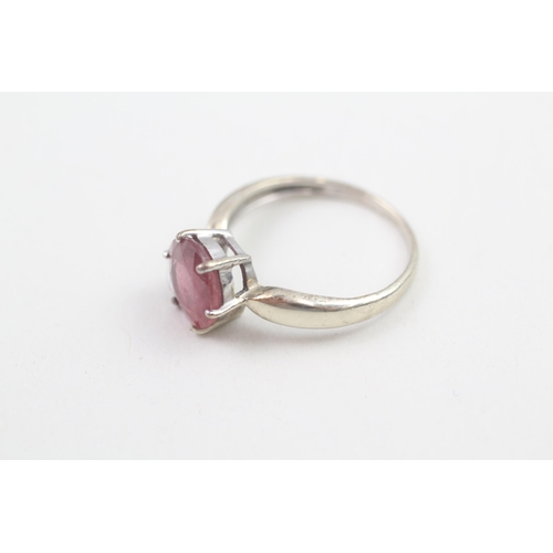 134 - 9ct white gold ruby set solitaire ring (2.6g) Size N