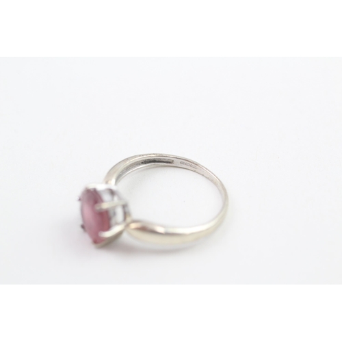 134 - 9ct white gold ruby set solitaire ring (2.6g) Size N