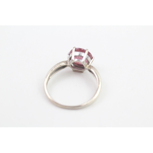 134 - 9ct white gold ruby set solitaire ring (2.6g) Size N