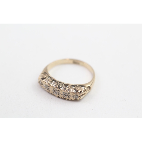 146 - 9ct gold vintage diamond set five stone ring (2.1g) Size J