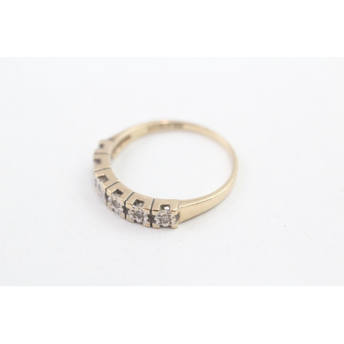 166 - 9ct gold vintage diamond set six stone half hoop eternity ring (2.5g) Size R