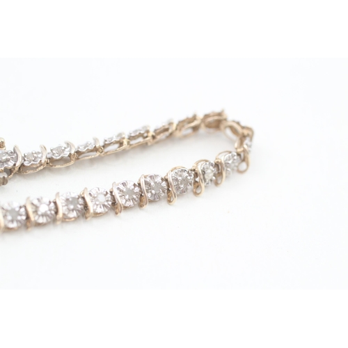 17 - 9ct gold diamond tennis bracelet   6.2g