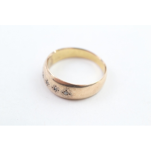 172 - 15ct rose gold antique rose cut diamond set five stone ring (2.7g) Size Q 1/2