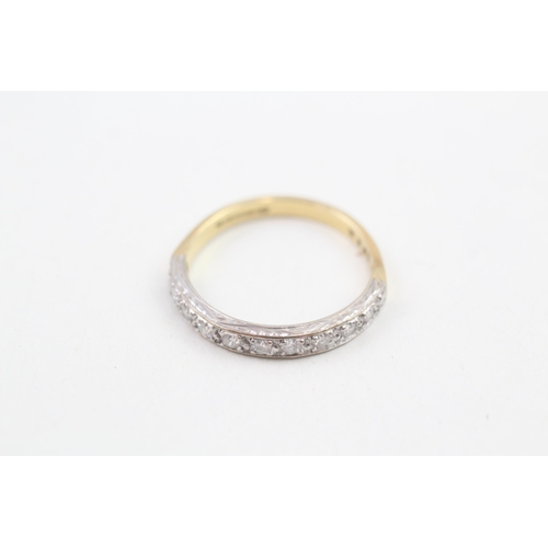 176 - 18ct white and yellow gold diamond set half hoop eternity ring (2.7g) Size P