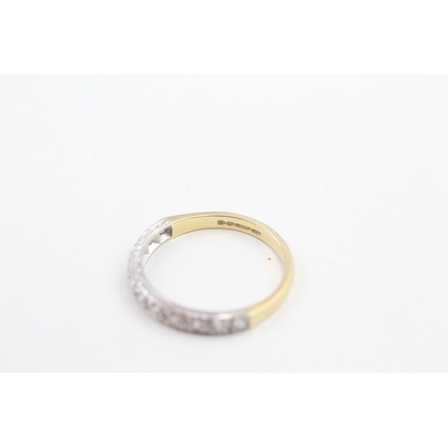 176 - 18ct white and yellow gold diamond set half hoop eternity ring (2.7g) Size P