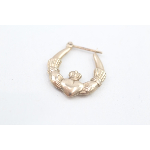 18 - 9ct gold claddagh hoop earrings   1.5g