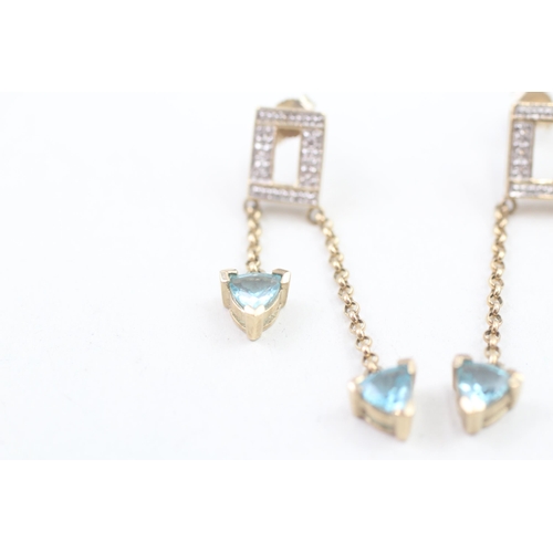 187 - 9ct gold apatite and white gemstone set drop earrings (4.4g)