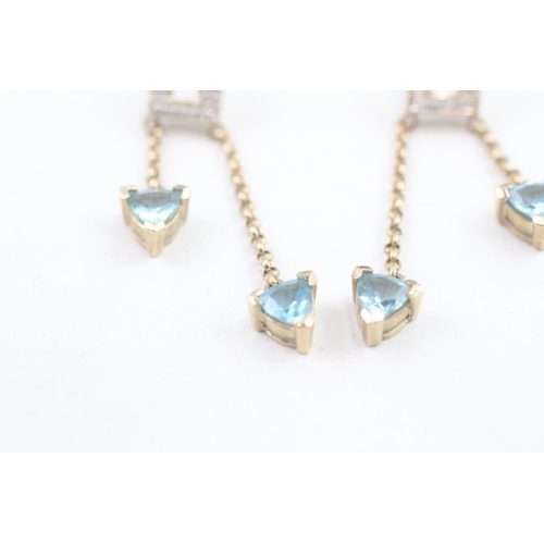 187 - 9ct gold apatite and white gemstone set drop earrings (4.4g)