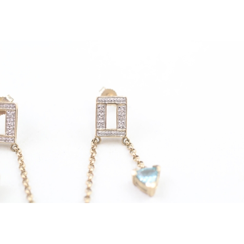 187 - 9ct gold apatite and white gemstone set drop earrings (4.4g)